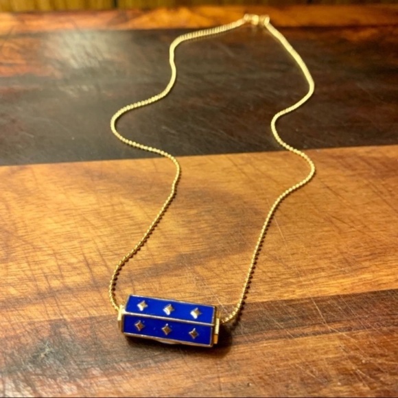 Evil Eye Charm Necklace 18k Ball Chain in Navy and Gold - Picture 4 of 6